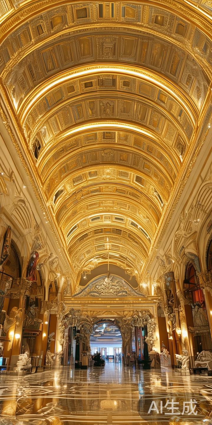 走进澳门新葡萄京，首先映入眼帘的是高耸的仿古拱门以